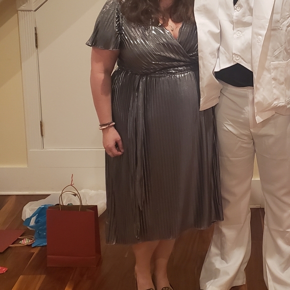Lane Bryant Metallic Faux Wrap Dress - Picture 3 of 5